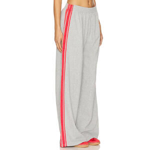 Lovers and Friends Walt Pant - Gray Track Pants with Red Side Stripe $148 msrp